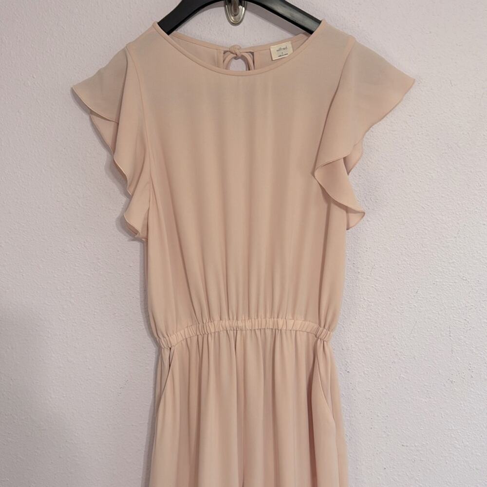 Aritzia Wilfred Women Soft Pink Fleurette Jumpsuit with Ruffle Sleeves Size S - Picture 8 of 13